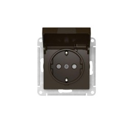 Розетка AtlasDesign 16А IP20 с заземл. защ. шторки с крышкой быстрозажим. клем. механизм мокко SE AT
