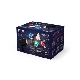 Проектор светодиодный Holiday 4 картинки Дед Мороз; Рождественский Олень; Подарки; Елка анимирован.