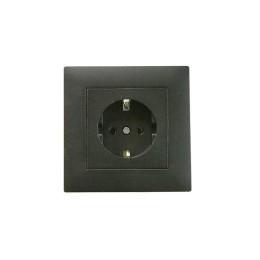 Розетка 1-м Karea RIZZ STAR с заземл. чер. Makel 88054028