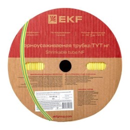 Трубка термоусадочная ТУТ нг 40/20 желт./зел. (уп.50м) EKF tut-40-yg