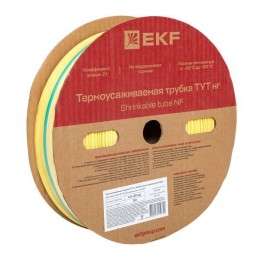 Трубка термоусадочная ТУТ нг 40/20 желт./зел. (уп.50м) EKF tut-40-yg