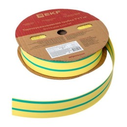 Трубка термоусадочная ТУТ нг 40/20 желт./зел. (уп.50м) EKF tut-40-yg