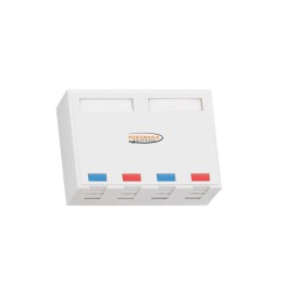 Корпус настенной розетки 4 порта под модули-вставки типа Keystone со шторками бел. NIKOMAX NMC-MB4P-