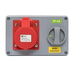 Розетка 1415 3Р+РЕ+N 16А 380В IP44 с блокировкой и выкл. EKF ps-1415-16-380