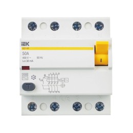 Выключатель дифференциального тока (УЗО) 4п 50А 30мА тип AC ВД1-63 KARAT IEK MDV10-4-050-030