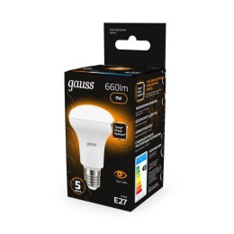 Лампа светодиодная Black 9Вт R63 рефлектор 3000К тепл. бел. E27 660лм GAUSS 106002109