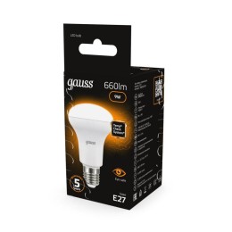 Лампа светодиодная Black 9Вт R63 рефлектор 3000К тепл. бел. E27 660лм GAUSS 106002109