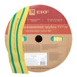 Трубка термоусадочная ТУТ нг 50/25 желт./зел. (уп.50м) EKF tut-50-yg