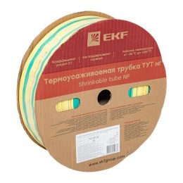 Трубка термоусадочная ТУТ нг 50/25 желт./зел. (уп.50м) EKF tut-50-yg