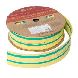 Трубка термоусадочная ТУТ нг 50/25 желт./зел. (уп.50м) EKF tut-50-yg