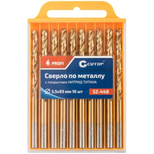 Сверло по металлу Profi с титановым покрытием 5.5х93мм (уп.10шт) Cutop 52-448