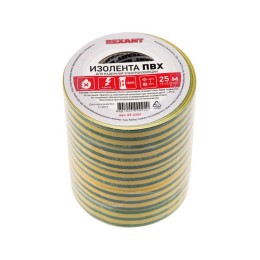 Изолента 19мм (рул.25м) желт./зел. REXANT 09-2207