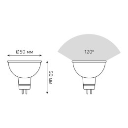 Лампа светодиодная Black 5Вт MR16 софит 3000К тепл. бел. GU5.3 500лм DC 12В GAUSS 201505105
