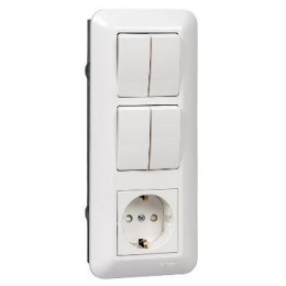 Блок СП Blanca / Прима (розетка с заземл. + 2-кл. + 2-кл. выкл.) (розн. упак.) бел. SE BK2VR-008B-BI