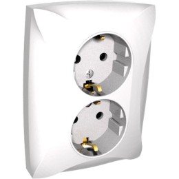 Розетка 2-м СП Дуэт 16А IP20 с заземл. бел. SchE WDE000124