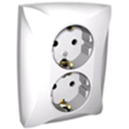 Розетка 2-м СП Дуэт 16А IP20 с заземл. бел. SchE WDE000124
