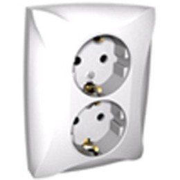 Розетка 2-м СП Дуэт 16А IP20 с заземл. бел. SchE WDE000124