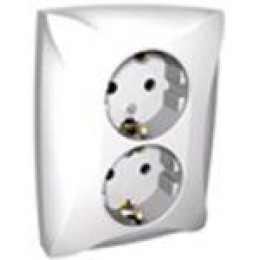 Розетка 2-м СП Дуэт 16А IP20 с заземл. бел. SchE WDE000124