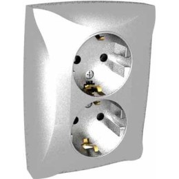Розетка 2-м СП Дуэт 16А IP20 с заземл. серебр. SchE WDE000324