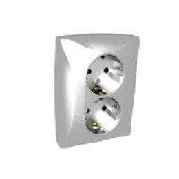 Розетка 2-м СП Дуэт 16А IP20 с заземл. серебр. SchE WDE000324