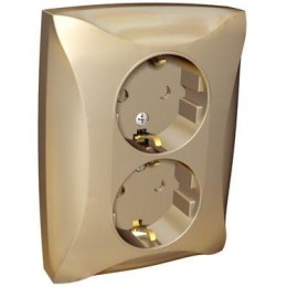 Розетка 2-м СП Дуэт 16А IP20 с заземл. шампань SchE WDE000424