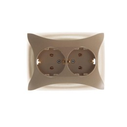 Розетка 2-м СП Дуэт 16А IP20 с заземл. шампань SchE WDE000424
