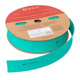 Трубка термоусадочная ТУТ нг 40/20 зел. (уп.50м) EKF tut-40-j