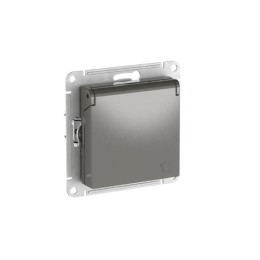 Розетка AtlasDesign 16А IP20 с заземл. защ. шторки с крышкой быстрозажим. клем. механизм сталь SE AT