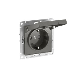 Розетка AtlasDesign 16А IP20 с заземл. защ. шторки с крышкой быстрозажим. клем. механизм сталь SE AT