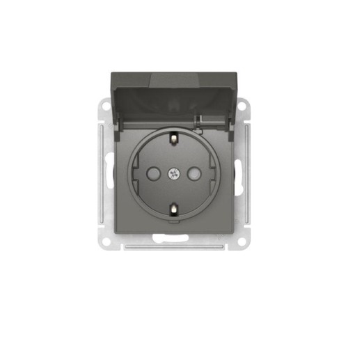 Розетка AtlasDesign 16А IP20 с заземл. защ. шторки с крышкой быстрозажим. клем. механизм сталь SE AT