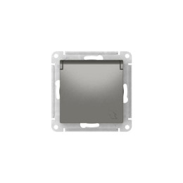 Розетка AtlasDesign 16А IP20 с заземл. защ. шторки с крышкой быстрозажим. клем. механизм сталь SE AT