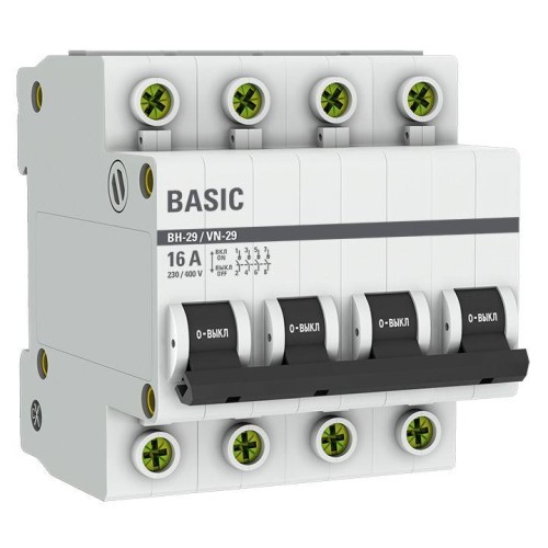 Выключатель нагрузки 4п 16А ВН-29 Basic EKF SL29-4-16-bas