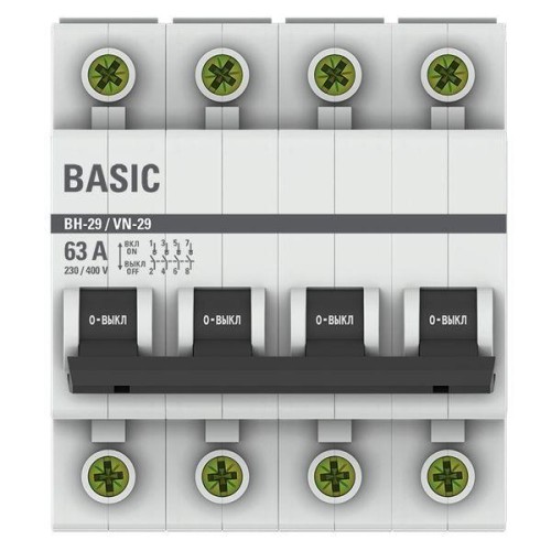 Выключатель нагрузки 4п 63А ВН-29 Basic EKF SL29-4-63-bas