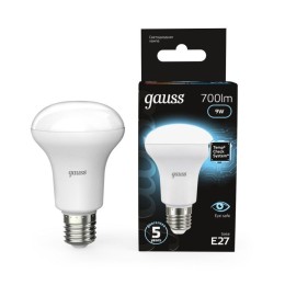 Лампа светодиодная Black 9Вт R63 рефлектор 4100К нейтр. бел. E27 700лм GAUSS 106002209