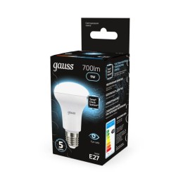 Лампа светодиодная Black 9Вт R63 рефлектор 4100К нейтр. бел. E27 700лм GAUSS 106002209