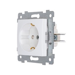 Розетка 1-м СП Мария РС16-446 16А IP20 с заземл. защ. шторки механизм бел. Кунцево 110020