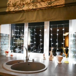 Гирлянда светодиодная "Светодиодный Дождь" 1.5х1м 96LED бел. 8Вт 230В IP20 с контроллером провод про