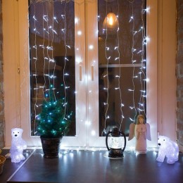 Гирлянда светодиодная "Светодиодный Дождь" 1.5х1м 96LED бел. 8Вт 230В IP20 с контроллером провод про