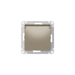 Розетка AtlasDesign 16А IP20 с заземл. защ. шторки с крышкой быстрозажим. клем. механизм шампань SE