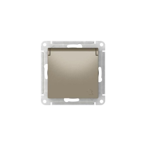 Розетка AtlasDesign 16А IP20 с заземл. защ. шторки с крышкой быстрозажим. клем. механизм шампань SE