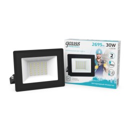 Прожектор светодиодный Elementary 30Вт 4000К IP65 2695лм 200-240В ДО черн. GAUSS 613100230