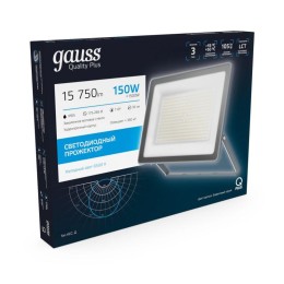 Прожектор светодиодный Qplus 150Вт 6500К IP65 15750лм 170-265В ДО графит. GAUSS 690511150