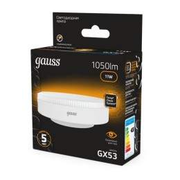 Лампа светодиодная Black 11Вт таблетка 3000К тепл. бел. GX53 1050лм GAUSS 108008111