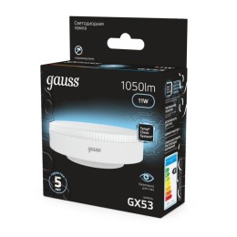 Лампа светодиодная Black 11Вт таблетка 4100К нейтр. бел. GX53 1050лм GAUSS 108008211