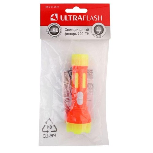 Фонарь 920-TH  (1LED линза 1 режим 3хAG10 в компл. блист-пакет красн.) Ultraflash 12858