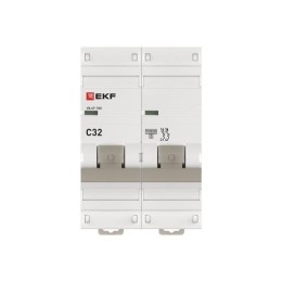 Выключатель автоматический модульный 2п C 32А 10кА ВА 47-100 PROxima EKF mcb47100-2-32C-pro