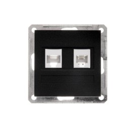 Розетка компьютерная + телефонная 2-м СП W59 RJ45 + RJ11 кат.5E 1А механизм черн. бархат SE RSI-251T