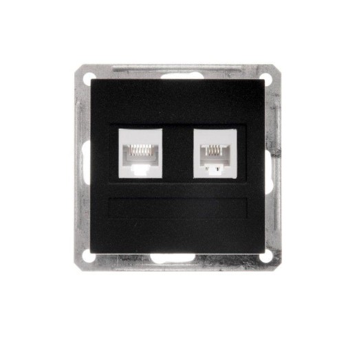 Розетка компьютерная + телефонная 2-м СП W59 RJ45 + RJ11 кат.5E 1А механизм черн. бархат SE RSI-251T