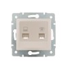 Розетка компьютерная + телефонная 2-м СП Karina RJ45 + RJ11 механизм жемчуж./бел. перламутр. LEZARD