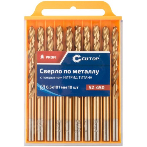 Сверло по металлу Profi с титановым покрытием 6.5х101мм (уп.10шт) Cutop 52-450